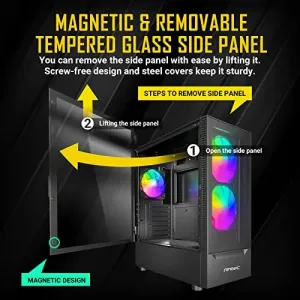 Antec NX410 Mid Tower Argb Gaming Case With Tempered Glass