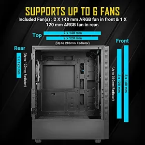 Antec NX410 Mid Tower Argb Gaming Case With Tempered Glass