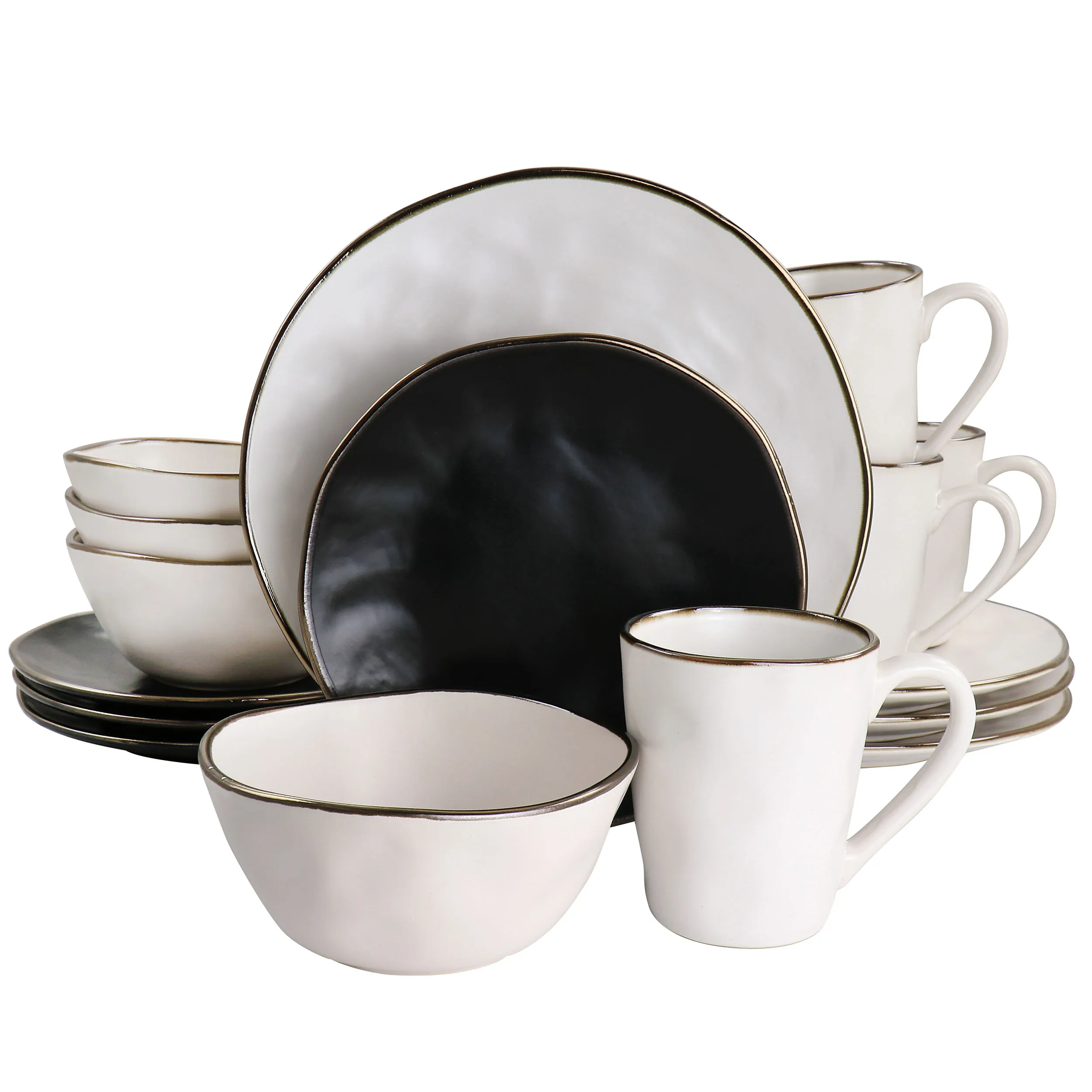 Elama ELM-ROMAN16 Roman 16-piece Matte Stoneware Dinnerware Set With G