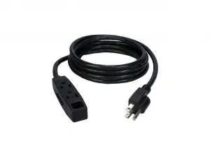 Qvs 1j6431 25ft 3-outlet Power Extension Cord - Black