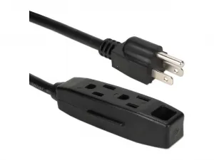 Qvs 1j6431 25ft 3-outlet Power Extension Cord - Black