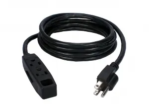 Qvs 1j6431 25ft 3-outlet Power Extension Cord - Black