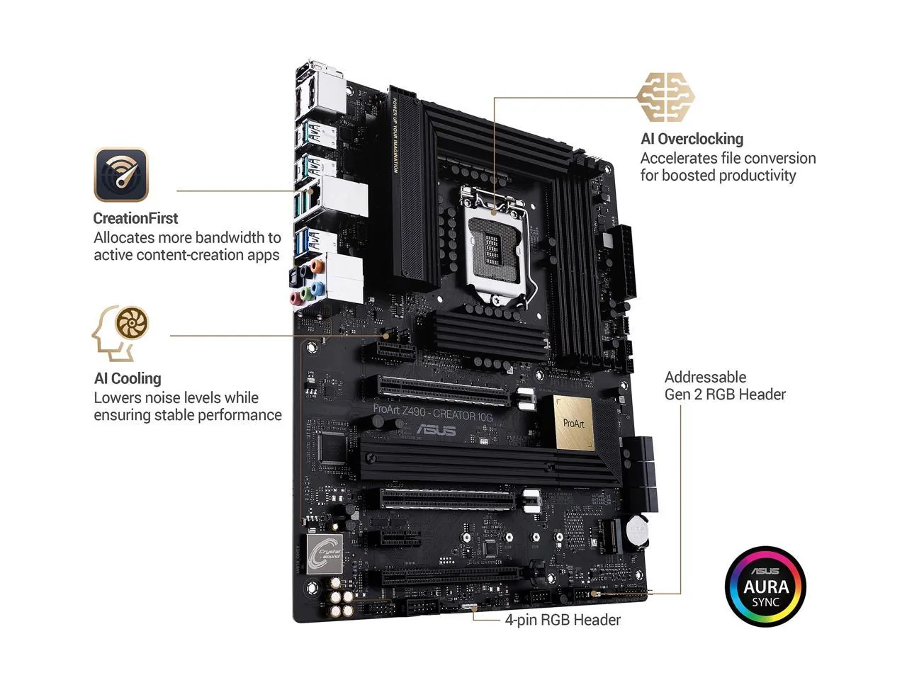 Asus 90MB14E0-M0AAY0 Proart Z490-creator 10g Intel Z490 Lga 1200 Atx C