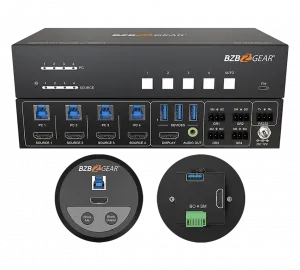 Bzb BG-UHD-KVM41-KIT 4-port 4k 18gbps Uhd Conference Room Hdmiusb 3.0 