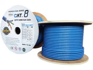 Nippon 60CAT8-300-23BL 300 Ft Cat 8 Shielded Ethernet Cable - Blue