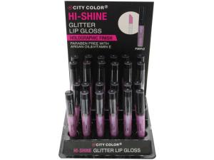 Bulk AB771 Hi-shine Glitter Holographic Purple Lip Gloss In Countertop