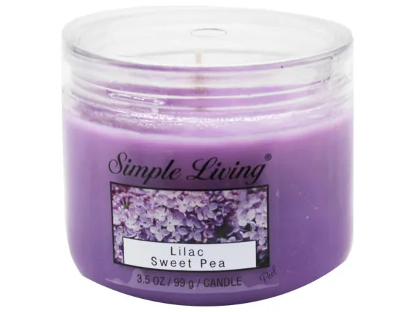 Bulk AB898 Simple Living 3.5oz Lilac Sweet Pea Scented Candle