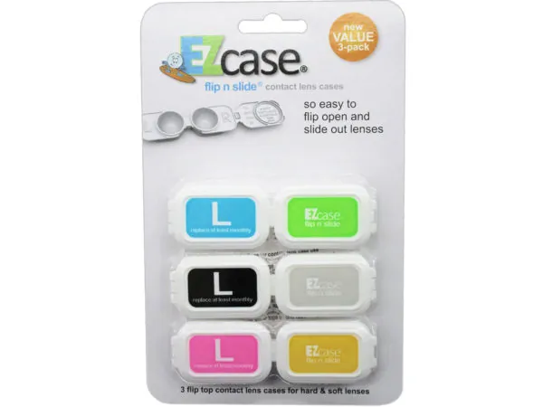 Bulk AC448 Ez Case 3 Pack Easy Flip Contact Lens Cases