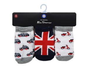 Bulk AC544 Ben Sherman 6 Pack Baby British Themed Socks For Ages 12-24