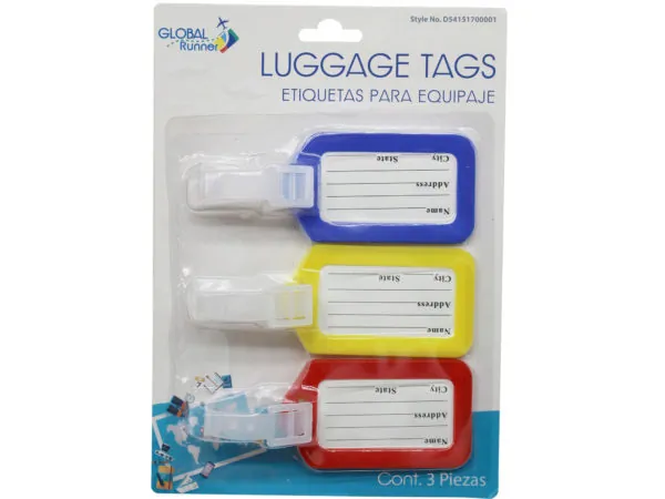 Bulk AB877 3 Pack Colorful Luggage Tag Set