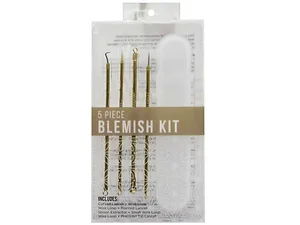 Bulk Buys 5 Piece Gold Chrome Blemish Tool Set for Flawless