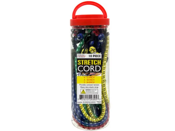 Bulk GA078 3 Sized 10 Pack Stretch Cords In Storage Case