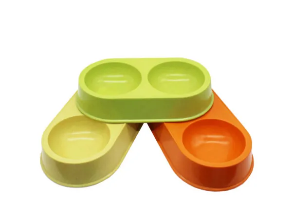 Bulk AC108 Colorful Double-sided Bamboo Pet Double Bowl