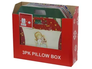 Bulk AC814 3 Pack Christmas Themed Pillow Box Gift Boxes In Assorted S