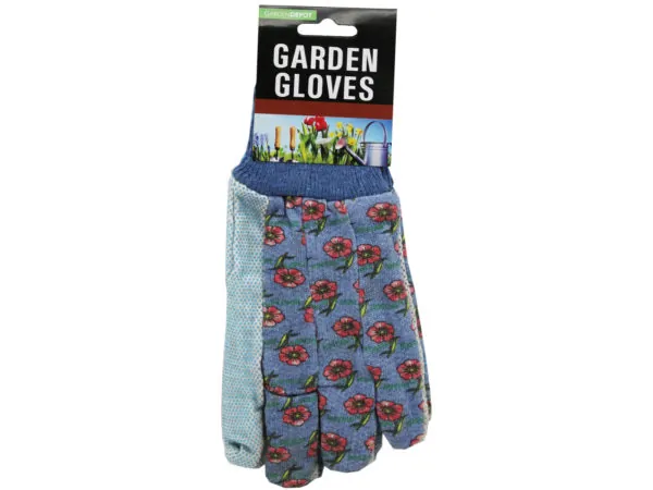 Bulk AB967 Floral Design Adult Garden Gloves With Raised Grip Dots