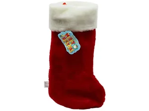 AD526 | Bulk Buys Plush 14-Inch Fuzzy Santa Stocking for