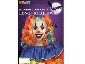 Bulk Buys Vibrant Rainbow Clown Hair with Long Pigtails