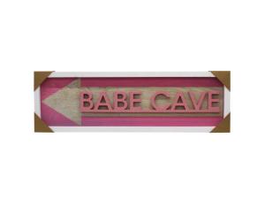 Bulk AC951 26quot; X 8quot; Mdf Framed 3d Wall Sign Babe Cave In Light