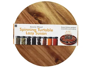 AB988 | Bulk Buys Acacia Wood Spinning Turntable Lazy Susan