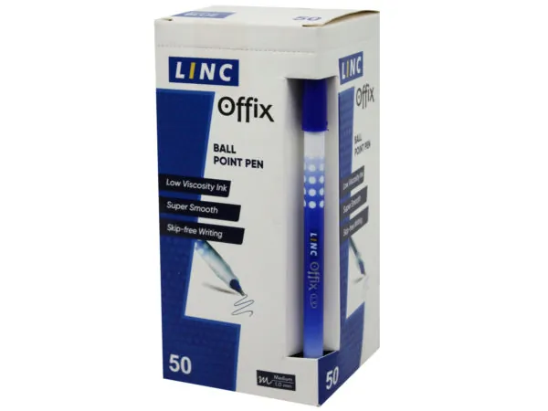 Bulk AD249 Linc Offix 50 Count Blue Ink Ball Point Pens