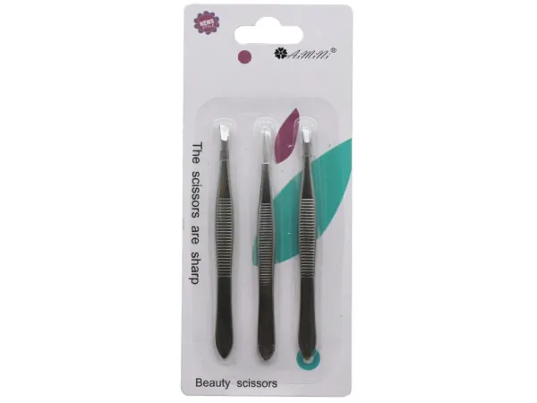 Bulk GA146 3 Pack Eyebrow Tweezer Set With Assorted Tips