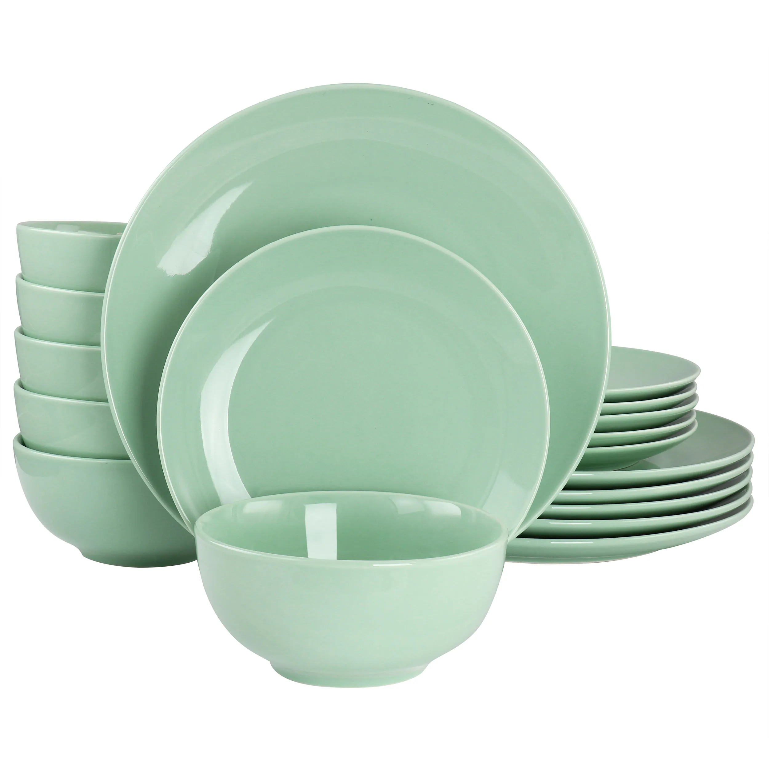 Elama EL-LUNA18-MINT Luna Mint Green 18-piece Porcelain Dinner Set