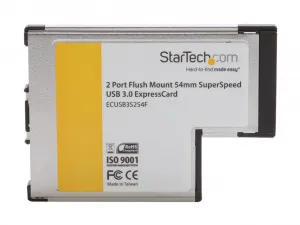 Startech ECUSB3S254F 2 Port Flush Mount Expresscard 54mm Superspeed Us