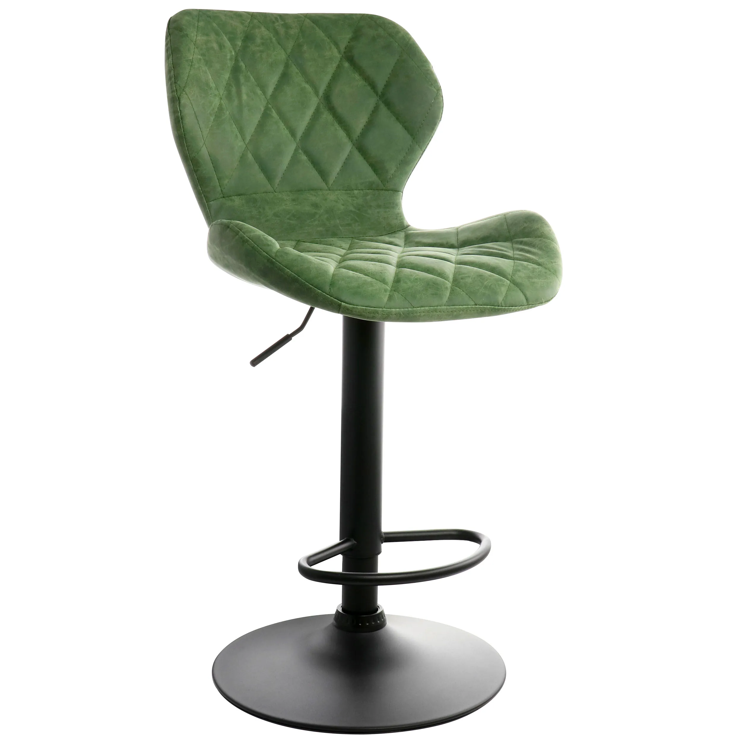 Elama ELM-799-45-GRN Vintage Green Faux Leather Bar Stool With Black B