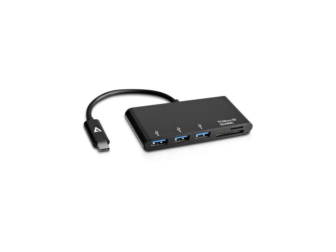 V7 V7UC3U-HUB-BLK 5-in-1 Usb-c Hub With 3 Usb 3.1, Sd  Micro Sd Slots