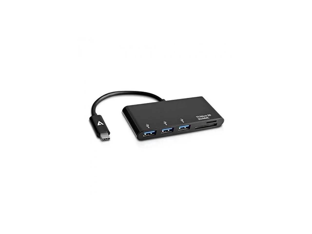 V7 V7UC3U-HUB-BLK 5-in-1 Usb-c Hub With 3 Usb 3.1, Sd  Micro Sd Slots