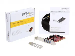 Startech PCIUSB3S4 4 Port Pci Superspeed Usb 3.0 Adapter Card With Sat