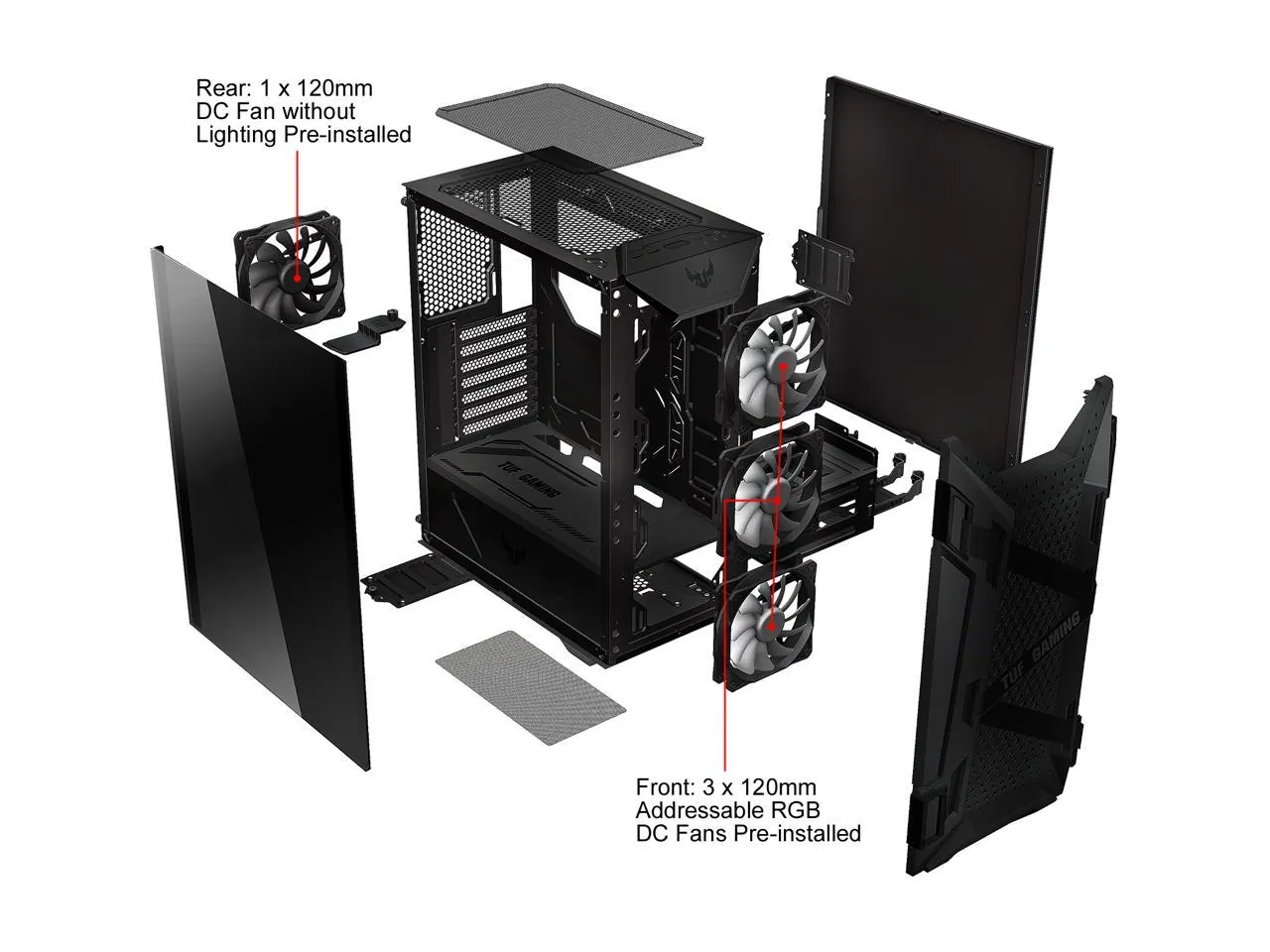 Asus GT301TUFGAMCASE Case  Gt301 Tuf Gaming Caseblkargb Fan