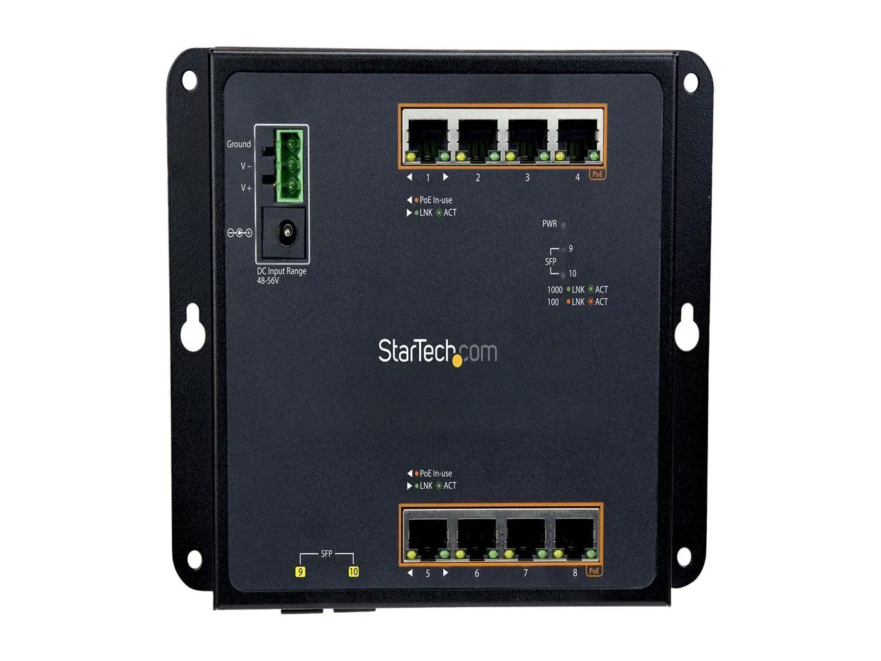 Startech IES101GP2SFW Industrial 10-port Gigabit Poe+ Switch