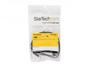 Startech MU3MMSRA 3 Ft Slim 3.5mm To Right Angle Stereo Audio Cable - 