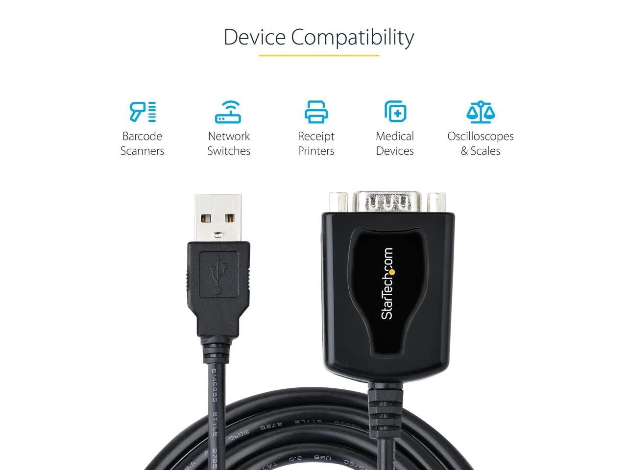 Startech 1P3FPC-USB-SERIAL 3ft Usb To Rs232 Db9 Serial Adapter Cable