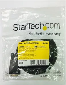 Startech DP2VGAMM6B 6ft (1.8m) Displayport To Vga Cable, Active Displa