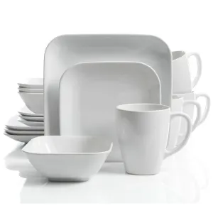 Gibson 122932.16 Home Square Dance 16 Piece Dinnerware Set, White