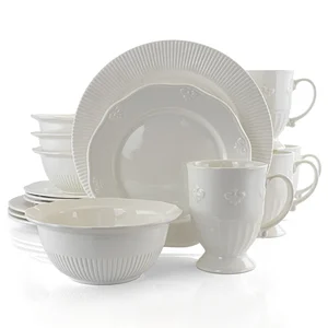 124387.16 | Gibson Home 16 Piece White Scalloped Ceramic
