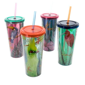 Gibson Gibson Home Tropical Bird Double Wall Tumbler Set, 4