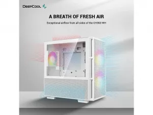 Deepcool CH360 WH Ch360 Wh Matx Airflow Case With Rgb Fans