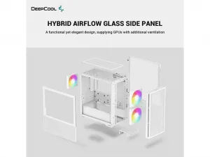 Deepcool CH360 WH Ch360 Wh Matx Airflow Case With Rgb Fans