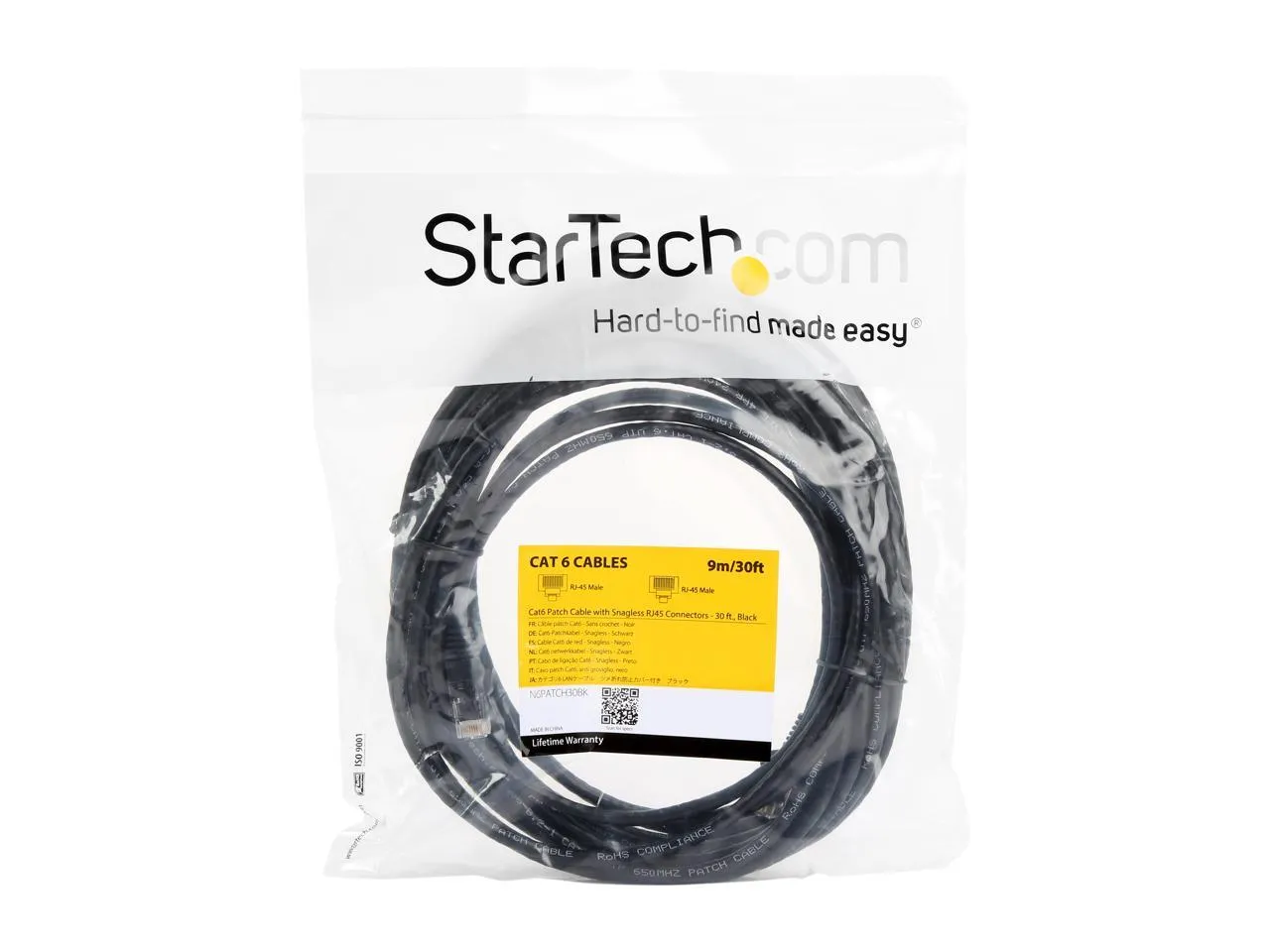 Startech N6PATCH30BK 30ft Black Cat6 Ethernet Cable Delivers Multi Gig