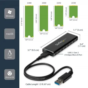 Startech SM2NGFFMBU33 Turn Your M.2 Sata Drive Into An Ultra-portable 