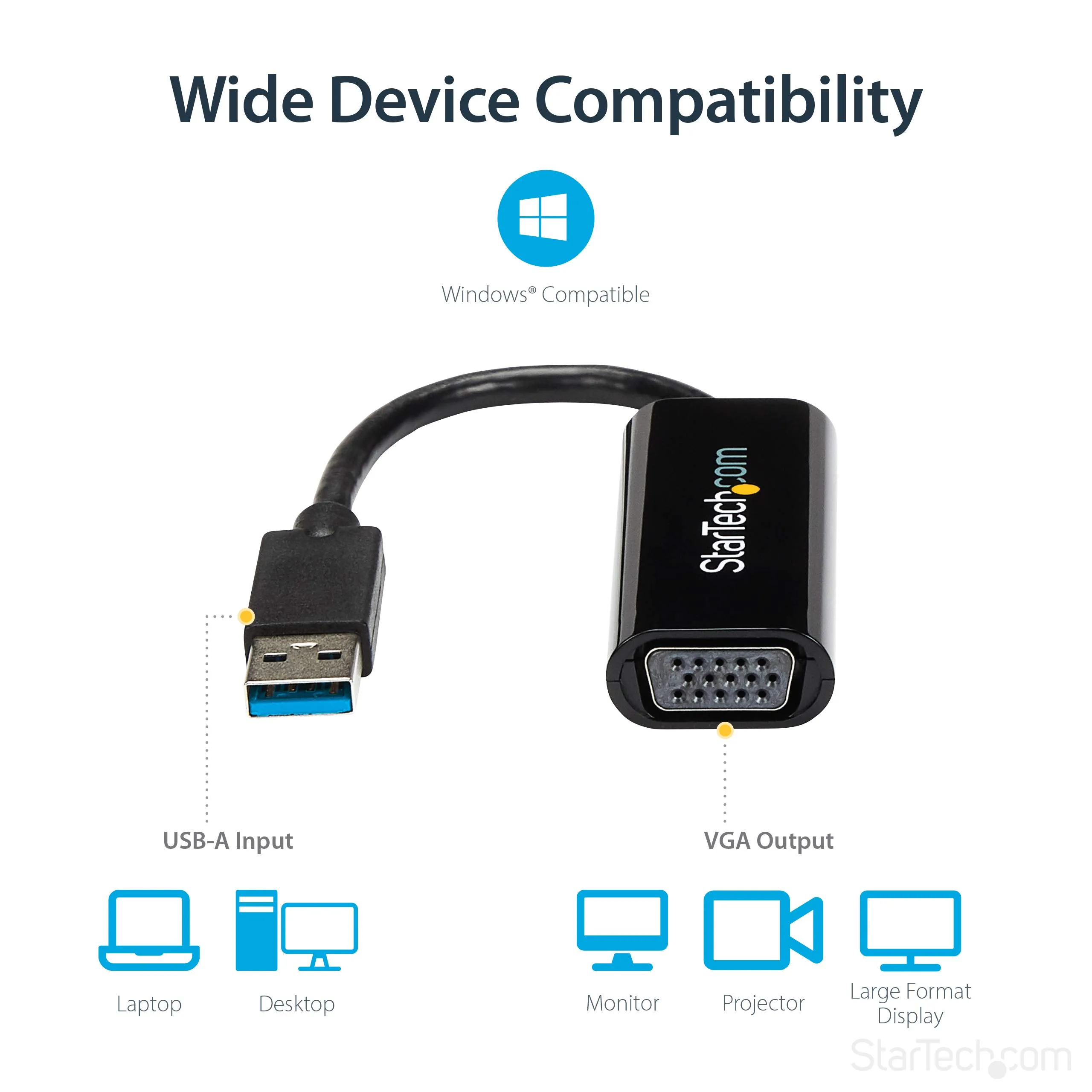 Startech USB32VGAES Connect A Vga Display Through This Slim Usb 3.0 Ad