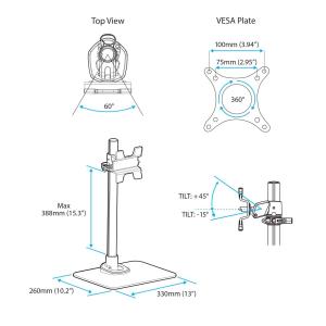 Startech ARMPIVSTND Mount Your Monitor On A Desk Stand, With Tilt, Piv