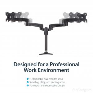 Startech ARMDUAL Mount Two Displays On Your Desk Or Through A Grommet 