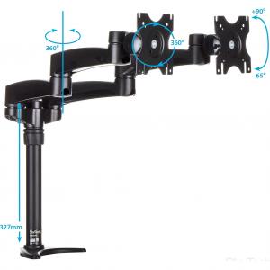 Startech ARMDUAL Mount Two Displays On Your Desk Or Through A Grommet 