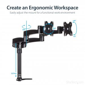 Startech ARMDUAL Mount Two Displays On Your Desk Or Through A Grommet 