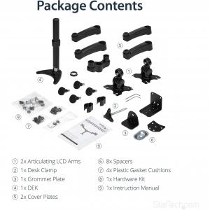 Startech ARMDUAL Mount Two Displays On Your Desk Or Through A Grommet 