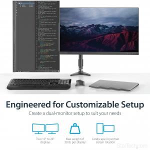 Startech ARMDUAL Mount Two Displays On Your Desk Or Through A Grommet 
